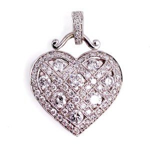 14k White Gold Diamond Heart Pendent